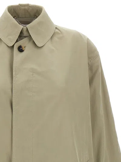 Maison Margiela Single-breasted Trench Coat With Side Pockets In Green