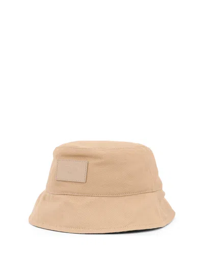 Fendi Logo Patch Monogram Bucket Hat In Brown