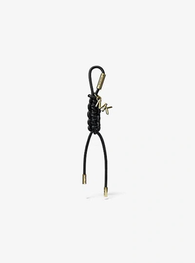 Michael Kors Gold-tone And Braided Cord Bag Charm In Black