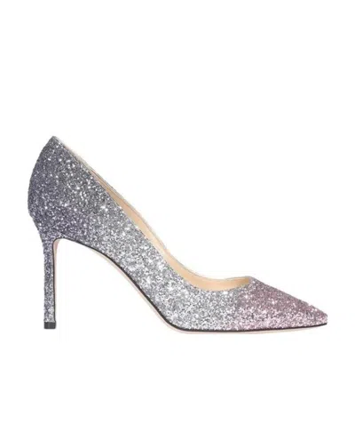 Jimmy Choo Logo Thin-soled Shallow-mouth High-heeled Shoes In Silver
