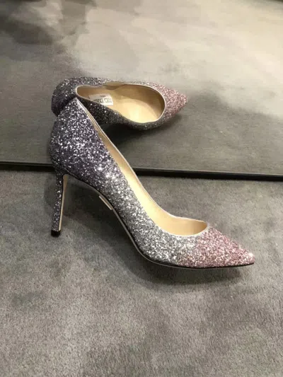 Jimmy Choo Logo Thin-soled Shallow-mouth High-heeled Shoes In Silver