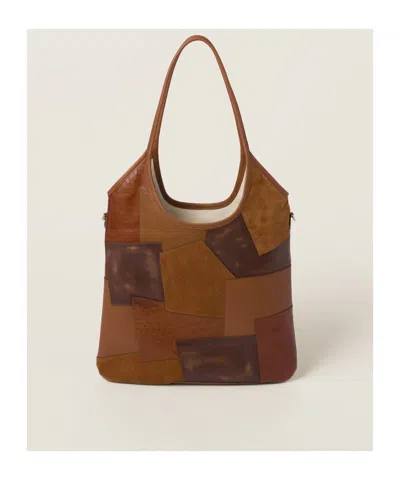 Miu Miu Ivy Leather Patchwork Bag In Brown