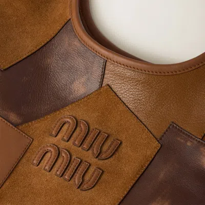 Miu Miu Ivy Leather Patchwork Bag In Brown