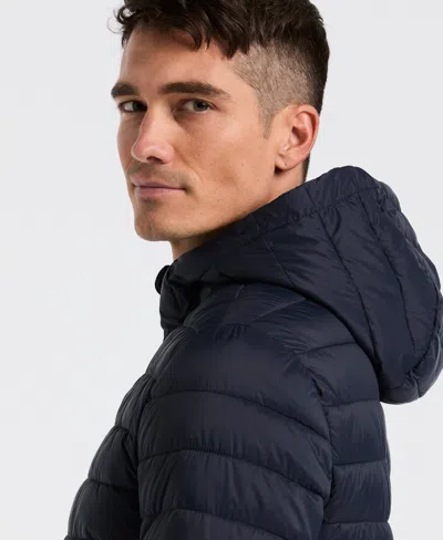 Perry Ellis Packable Puffer Jacket In Blue