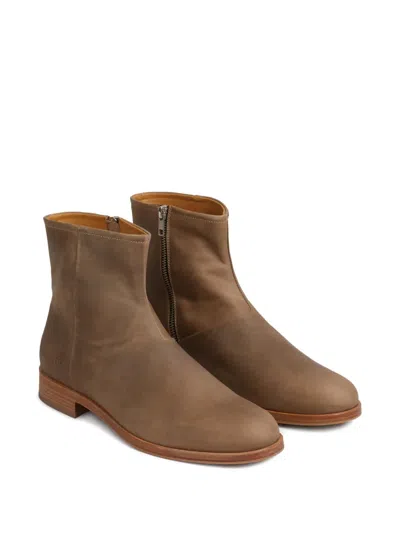Common Projects Zipped Boot Ankle Boots In Camel Suede In Brown