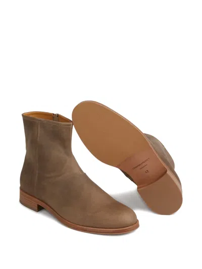 Common Projects Zipped Boot Ankle Boots In Camel Suede In Brown
