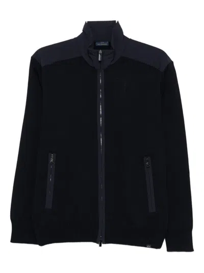 Paul & Shark Zip-front Wool Cardigan In Black