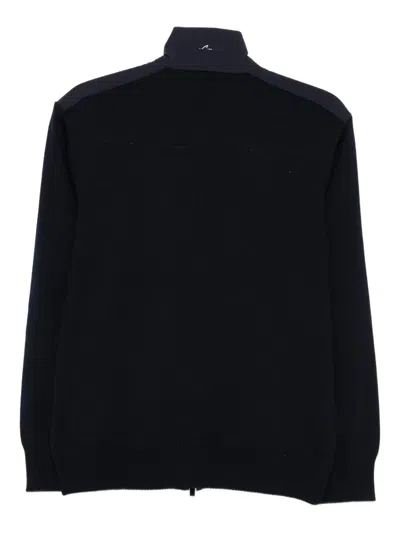 Paul & Shark Zip-front Wool Cardigan In Black