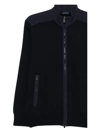 Paul & Shark Zip-front Wool Cardigan In Black