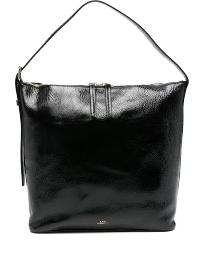 Apc Textured Shoulder Bag Adjustable Strap In Black