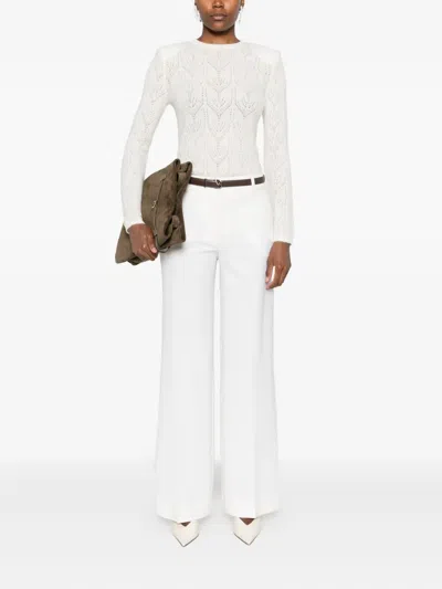 P.a.r.o.s.h Delicate Knit Sweater With Leaf-like Openwork Pattern In Neutral