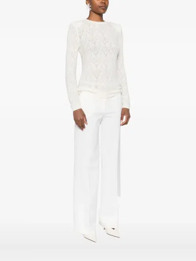 P.a.r.o.s.h Delicate Knit Sweater With Leaf-like Openwork Pattern In Neutral