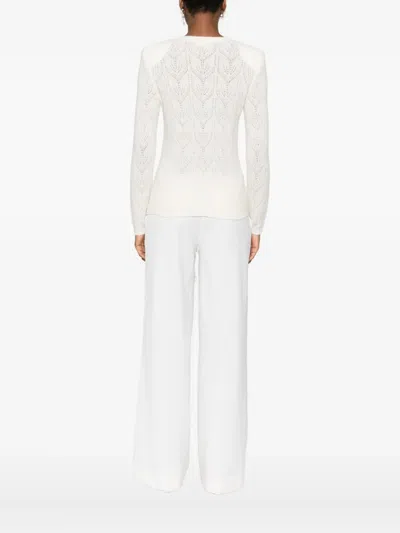 P.a.r.o.s.h Delicate Knit Sweater With Leaf-like Openwork Pattern In Neutral