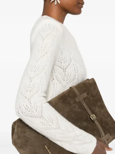 P.a.r.o.s.h Delicate Knit Sweater With Leaf-like Openwork Pattern In Neutral