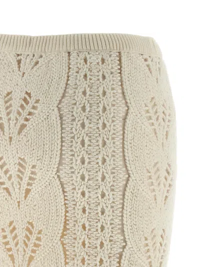 Ermanno Scervino Longuette Tricot Wool Skirt With Tulle Lining In Multi