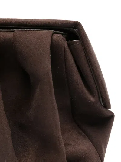 Themoirè Eco Suede Pleated Clutch Bag In Brown