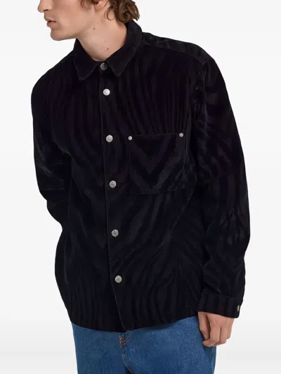 Roberto Cavalli Zebra-print Chest-pocket Shirt In Black