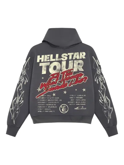 Hellstar Records Tour Flame-print Hoodie In Multi