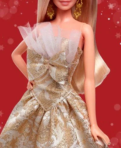 Barbie 2025 Holiday  Doll Light Brown Hair In Gold