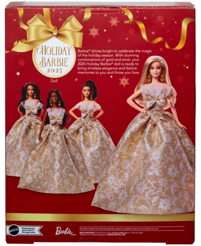 Barbie 2025 Holiday  Doll Light Brown Hair In Gold