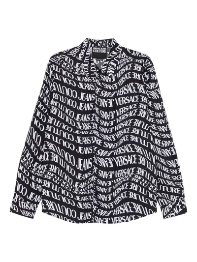 Versace Jeans Couture Logo-print Long-sleeves Shirt In Black