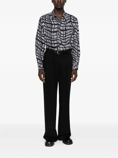 Versace Jeans Couture Logo-print Long-sleeves Shirt In Black