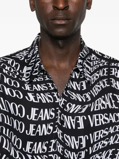 Versace Jeans Couture Logo-print Long-sleeves Shirt In Black