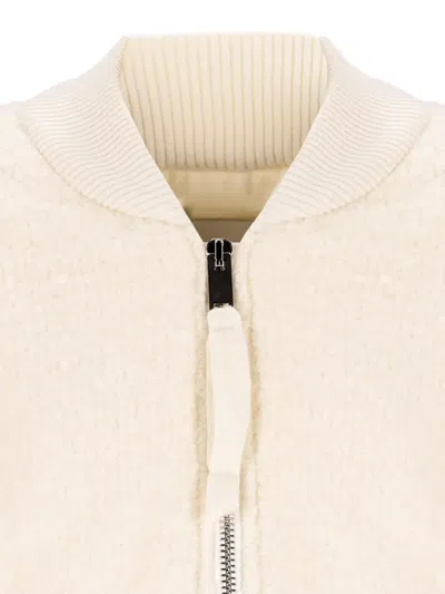 Laneus Fleece-texture Zip-up Bomber Jacket In Neutral
