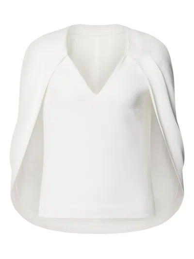 Alberta Ferretti Cape-inspired Stretch Cady Top With Draped Elegance In White