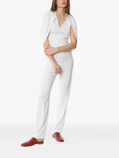 Alberta Ferretti Cape-inspired Stretch Cady Top With Draped Elegance In White