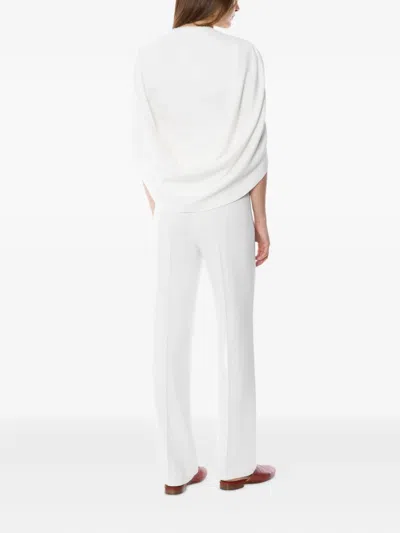 Alberta Ferretti Cape-inspired Stretch Cady Top With Draped Elegance In White