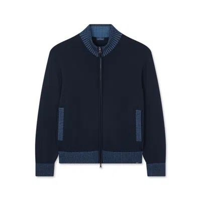 Paul & Shark Soft Cool Touch Wool Sweater With Zip Closure In Blue