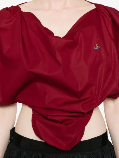 Vivienne Westwood Heart Top Topwear In Red Cotton In Burgundy
