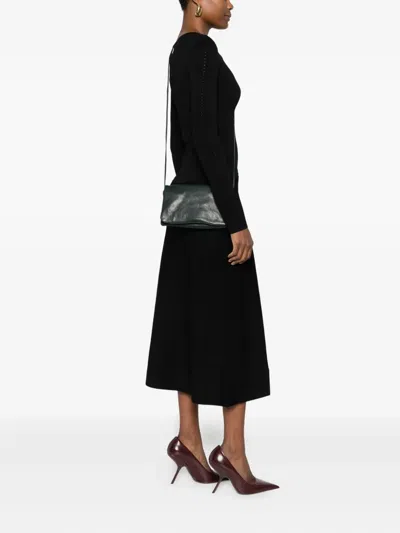 Sommet Folded Leather Satchel Bag In Green