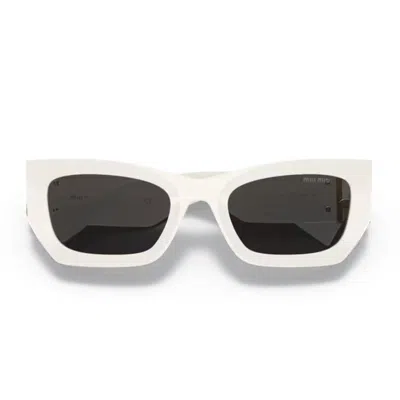 Miu Miu 0mu 09ws 1425s0 Bianco Sunglasses In Neutral