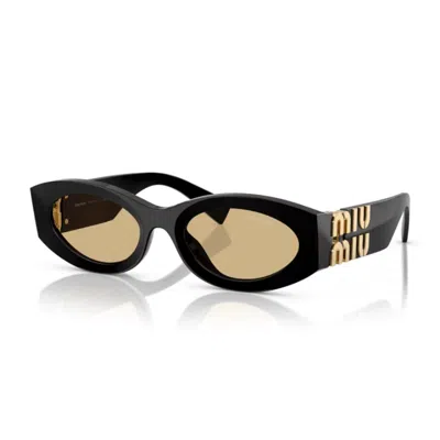 Miu Miu 0mu 11ws Miu Glimpse 16k10r Nero Sunglasses In Gray