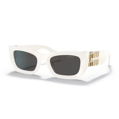 Miu Miu 0mu 09ws 1425s0 Bianco Sunglasses In Neutral