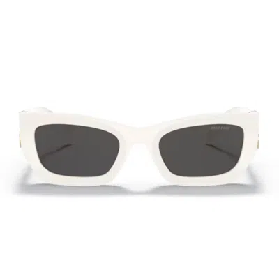 Miu Miu 0mu 09ws 1425s0 Bianco Sunglasses In Neutral