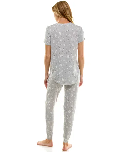 Roudelain V-neck T-shirt & Jogger Pants Pajama Set In Gray