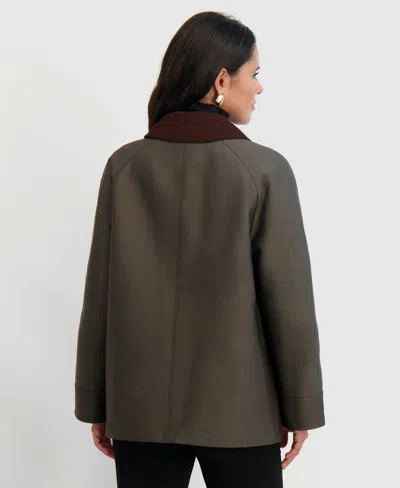 Tahari Women's Collared Canvas Barn Jacket In Green