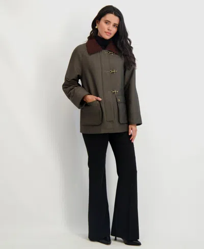 Tahari Women's Collared Canvas Barn Jacket In Green