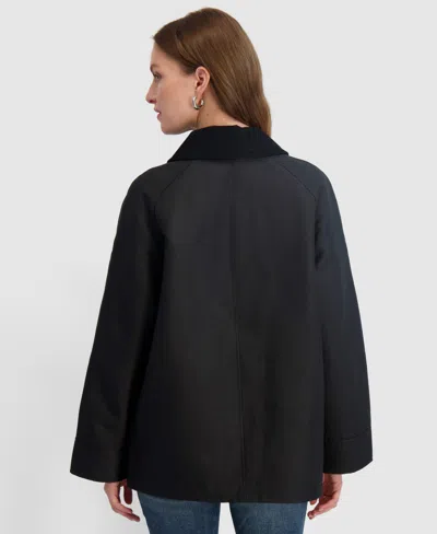Tahari Women's Collared Canvas Barn Jacket In Black