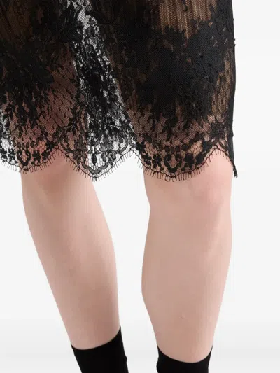 Prada Pizzo Lace Sheer Skirt In Black
