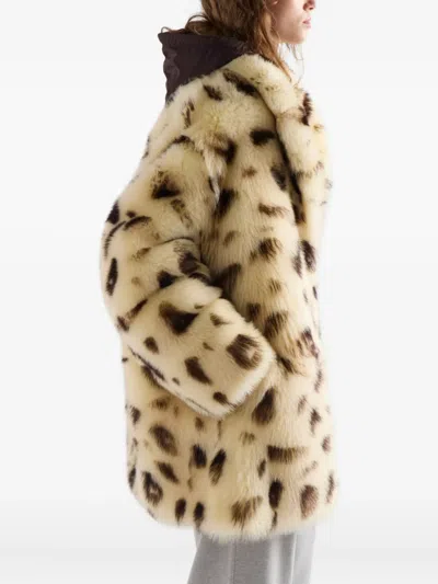 Prada Leopard-print Shearling Coat In Neutral