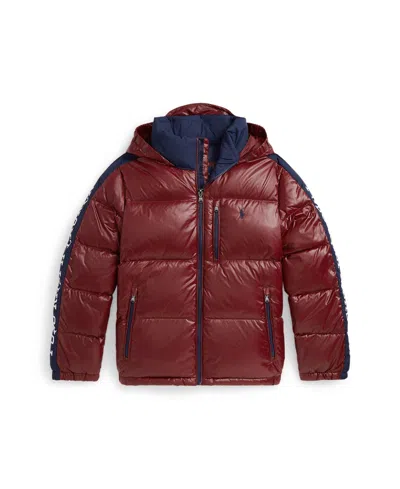 Polo Ralph Lauren Big Boys Logo Down Hooded Jacket In Burgundy