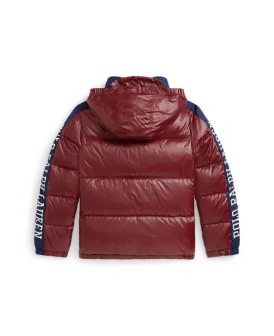 Polo Ralph Lauren Big Boys Logo Down Hooded Jacket In Burgundy