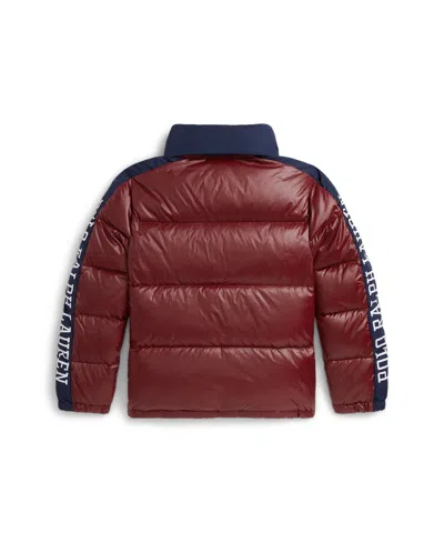 Polo Ralph Lauren Big Boys Logo Down Hooded Jacket In Burgundy