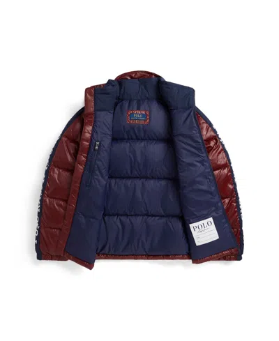 Polo Ralph Lauren Big Boys Logo Down Hooded Jacket In Burgundy
