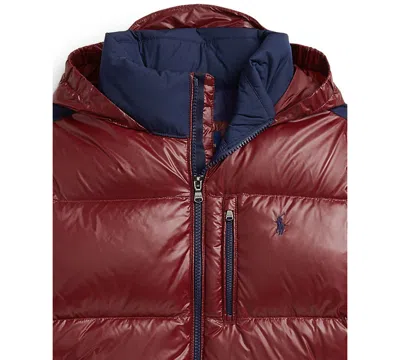 Polo Ralph Lauren Big Boys Logo Down Hooded Jacket In Burgundy
