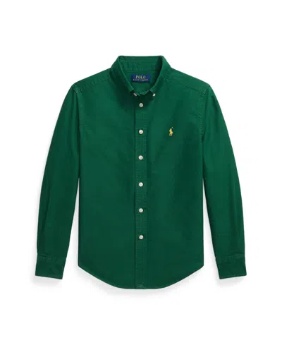 Polo Ralph Lauren Big Boys Garment-dyed Cotton Oxford Shirt In Green
